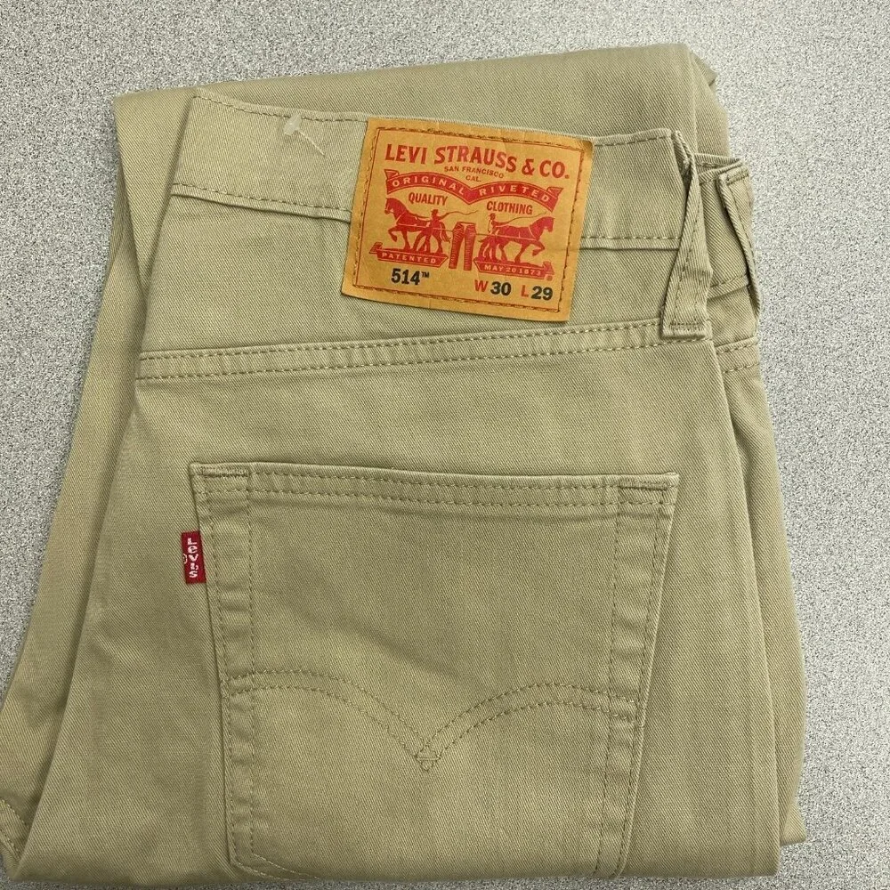 NEW Levis 514 Men's W30 L29 Straight Stretch Khaki Pants Regular Fit G1664